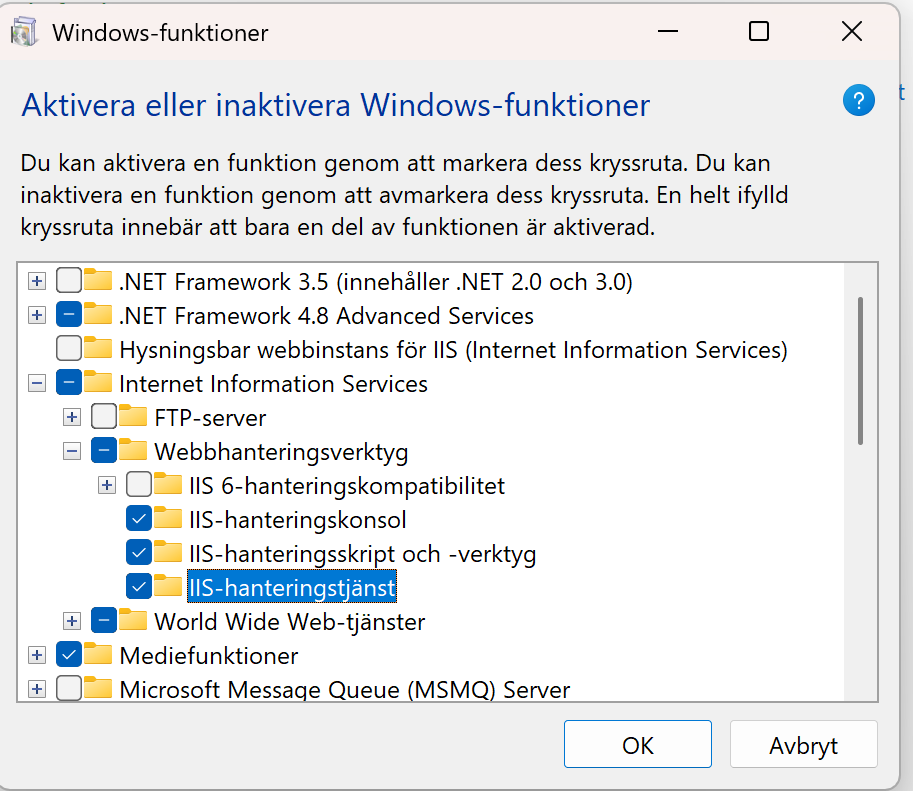 IIS Hanteringstjänst + script