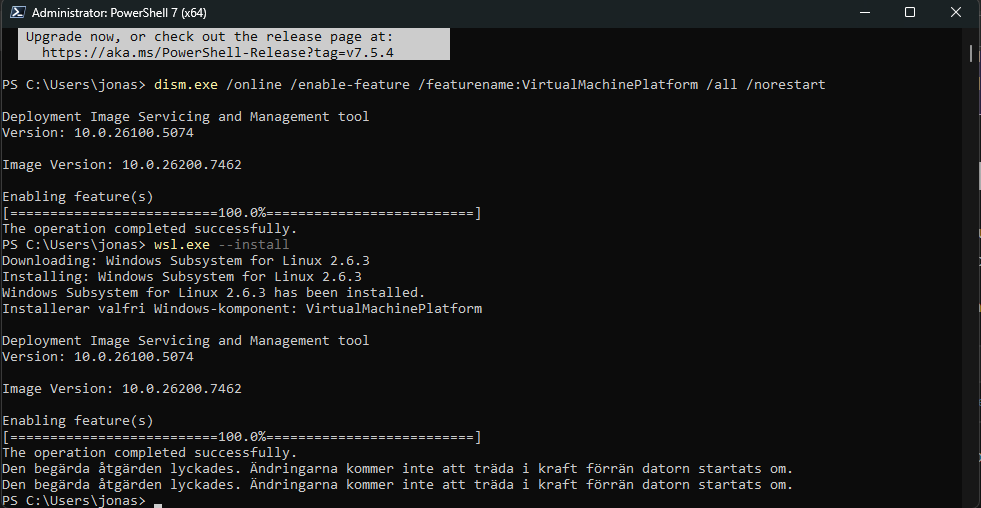 Installera WSL i PowerShell