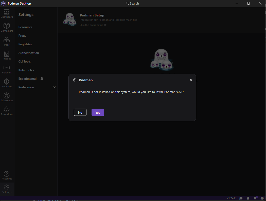 Podman Desktop - Podman är inte installerat