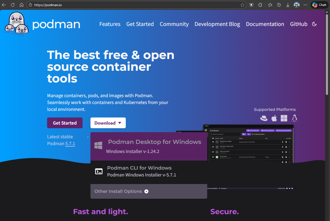 Ladda ned Podman desktop